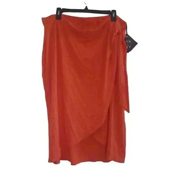 Ava & Viv Women's Orange Rayon/Spandex Knit Wrap Skirt- NEW - Picture 2 of 13